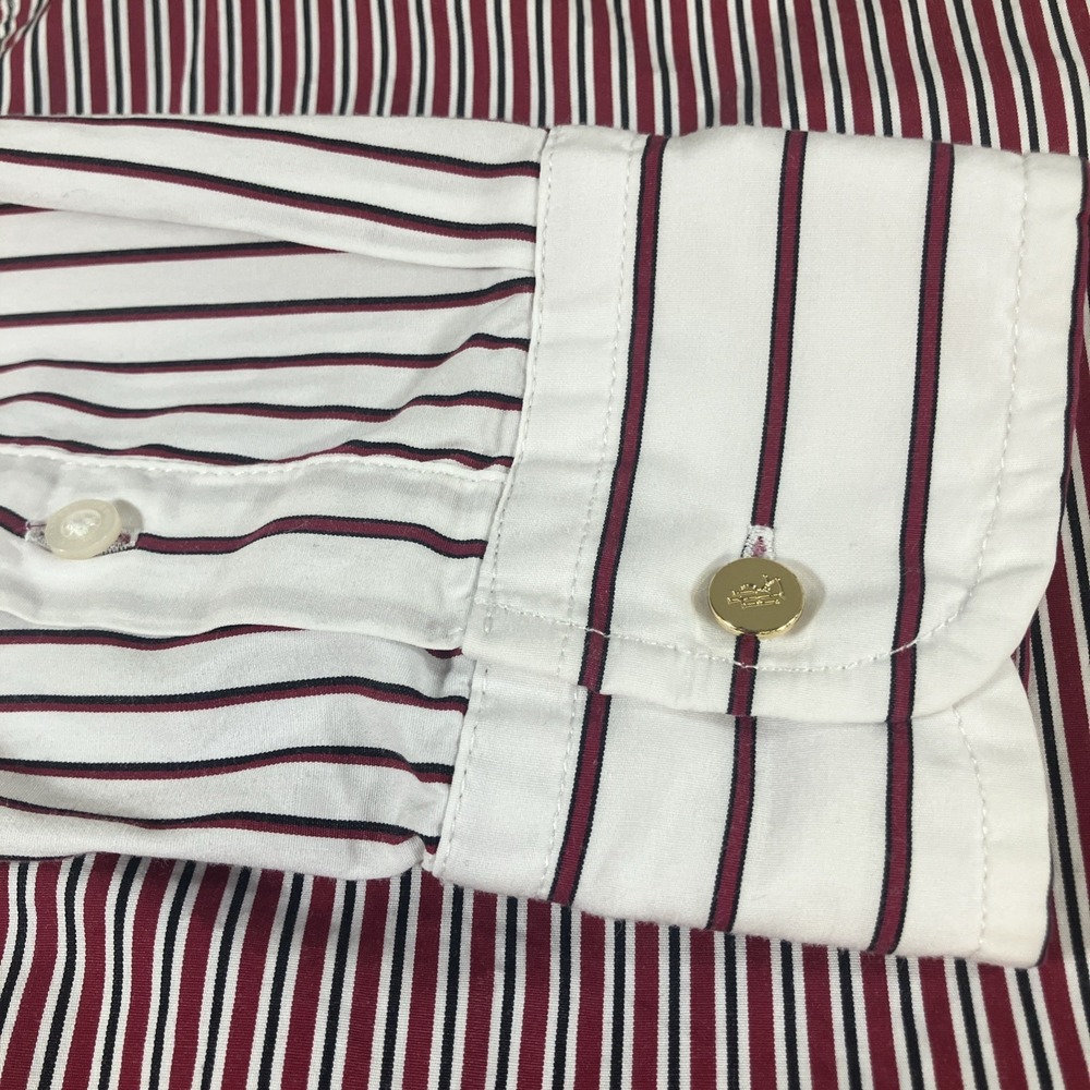 Lauren Ralph Lauren Red Striped Patchwork Long Sleeve Blouse Shirt Womens Medium - Picture 4 of 16